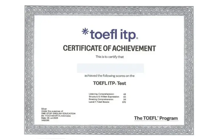 contoh sertifikat toefl itp resmi